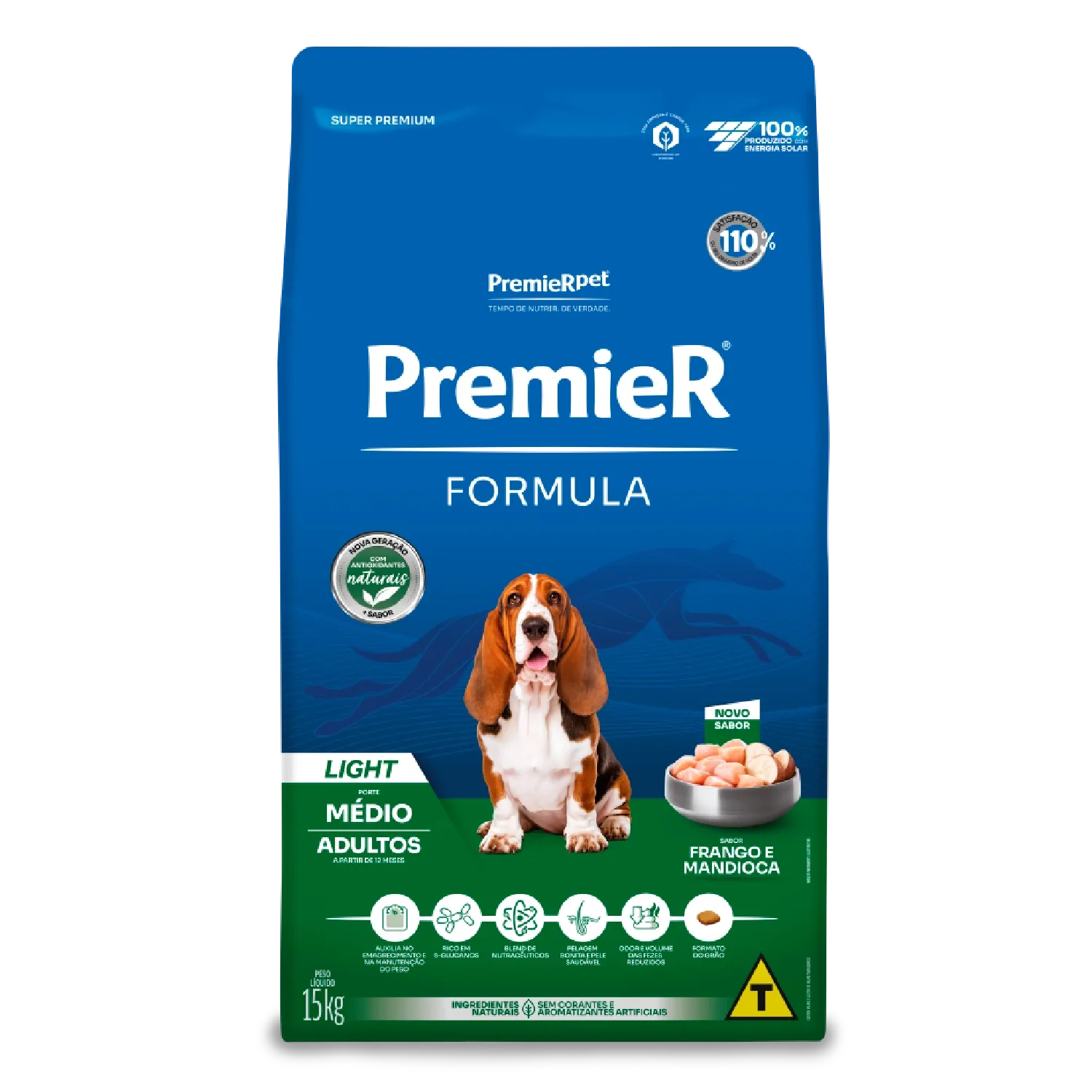 Racao Premier Formula Light Caes Adultos Racas Medias Frango 15kg frente
